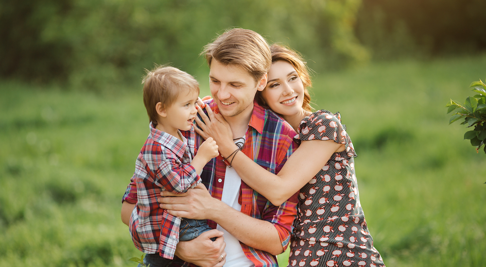 Happy family in a park